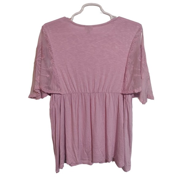 Torrid NWT crew neck lace dolman sleeves baby doll pink blouse woman 3X (3) - Picture 4 of 5